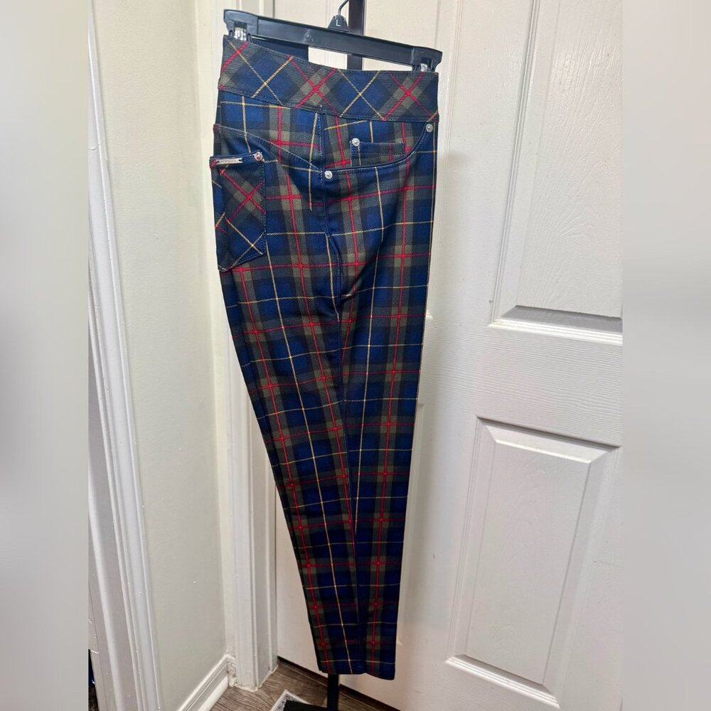 NYGARD LUXE SLIMS - KEY JEGGING, NAVY GREEN RED (BRAND NEW) - LARGE (14-16)